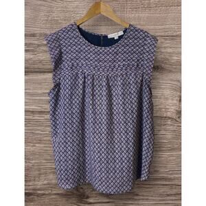LOFT Women’s Blue Cap Sleeve Lined Blouse Size X-Large